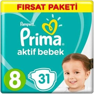 پوشک کودک پریما مدل Aktif bebek سایز 8 بسته 31 عددی