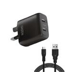 شارژر دیواری گرین مدل 12W به همراه کابل تبدیل MicroUSB