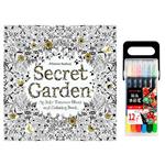 ماژیک 12 رنگ مدل SECRET GARDEN کد RANDO-1 به همراه دفتر