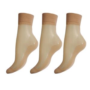 جوراب زنانه مونیل مدل کفه دار شیشه ای رنگ کرم بسته 3 عددی