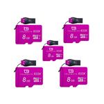 کارت حافظه microSD HC تروبایت مدل 633X کلاس 10 استاندارد UHS-I U1 سرعت 95MBps ظرفیت 8 گیگابایت به همراه کارت خوان بسته 5 عددی