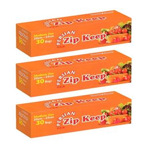 کیسه زیپ دار پرشین مدل دو زیپ 3 بسته 30 عددی