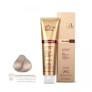 رنگ مو رویال آتوسا شماره 12.1 حجم 120 میلی لیتر رنگ بلوند دودی فوق العاده روشن