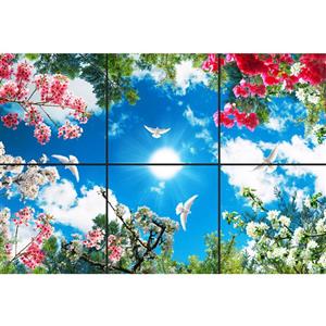 تایل سقفی آسمان مجازی طرح گل های رنگارنگ کد 0100 سایز 60x60 سانتی متر مجموعه 6 عددی