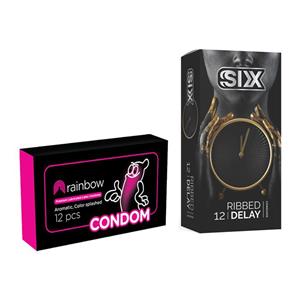 کاندوم سیکس مدل Ribbed Delay بسته 12 عددی به همراه کاندوم کاندوم مدل Rainbow بسته 12 عددی 