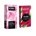 کاندوم بونکس مدل Thin Sensitive بسته 12 عددی به همراه بست لایف Fruity 