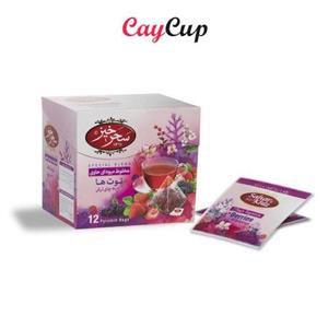 دمنوش کیسه ای توت فرنگی و چای ترش سحرخیز بسته 12 عددی