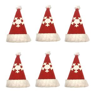 آویز تزیینی مدل کریسمس طرح کلاه بسته 6 عددی