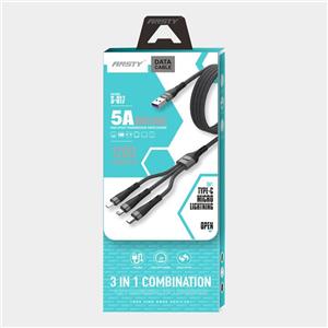 کابل شارژ 1.2 متری میکرو یو اس بی / لایتنینگ / تایپ سی انستی مدل S017