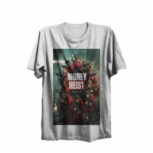 تیشرت یقه گرد سفید طرح سریال خانه کاغذی Money Heist کد 07