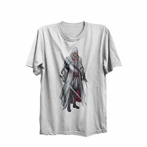 تیشرت یقه گرد سفید طرح بازی assassin's creed کد 02