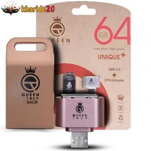 Queen UNIQUE+ USB2.0+OTG Adapter Flash Drive – 64GB مشکی رزگلد 