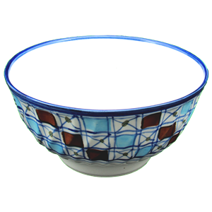 کاسه بزرگ آش خوری چینی میبد مروارید نقش شطرنجی