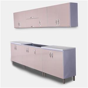 سرویس کامل کابینت آشپزخانه استوک نو فلزی درب چوبی دیزاین MET-10005 