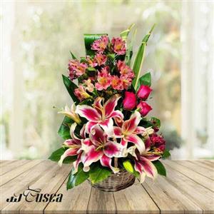 سبد گل لیلیوم، آلستر و رز کد GS149