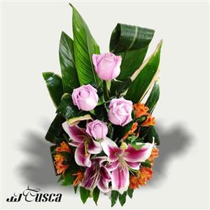 سبد گل رز، لیلیوم و آلسترومریا کد GS152