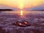 دانلود عکس با کیفیت نقاش هنری ساحل دریا با آبرنگ و رنگ روغنی