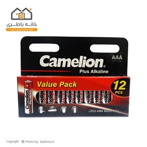باتری نیم قلمی کملیون مدل Plus Alkaline LR03 بسته 12 عددی
