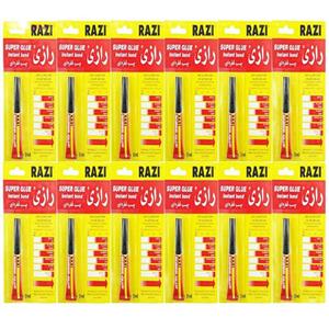چسب قطره ای رازی مدل سوپر Glue حجم 3 میلی لیتر بسته 12 عددی