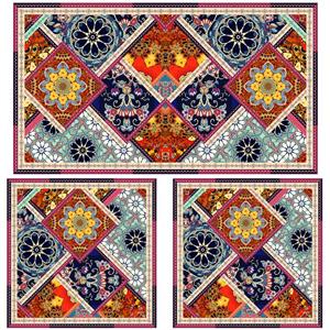 ست رومیزی سه تکه طرح چهل تکه کد 9935