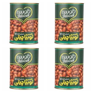 کنسرو لوبیا چیتی با سس گوجه فرنگی دلوسه - 400 گرم بسته 4 عددی