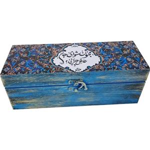 جعبه هدیه چوبی مدل سنتی طرح کاشی کد SB01