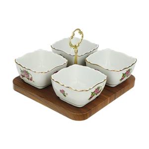 اردو خوری لمونژ طرح گل سرخی لب طلا -