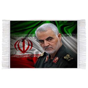 فرش ماشینی دیوارکوب اطلس آبی طرح شهید سپهبد حاج قاسم سلیمانی مدل T1067