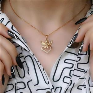 آویز گردنبند زنانه ژوپینگ مدل قلب و فرشته کد N3493