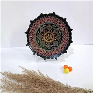 بشقاب دیوارکوب سفالی مدل نقطه کوبی
