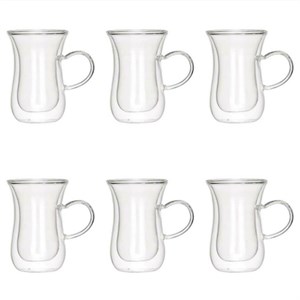 استکان مدل دوجداره کمر باریک کد b80 بسته 6 عددی