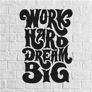 استیکر دیواری ناویا طرح work hard dream big 