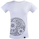 تی شرت آستین کوتاه زنانه 27 مدل FLOWER circle کد P15 رنگ سفید