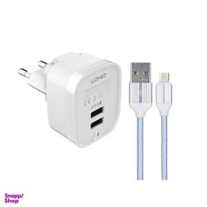 شارژر دیواری الدینیو مدل A201 به همراه کابل تبدیل لایتنینگ