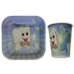 پیش دستی و لیوان یکبار مصرف مستر تم مدل دندون بسته 40 عددی