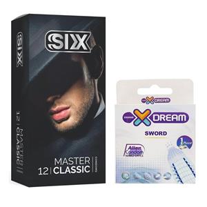 کاندوم سیکس مدل Master Classic بسته 12 عددی به همراه ایکس دریم Sword 
