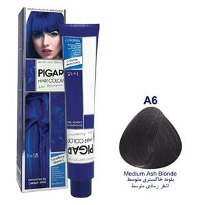 رنگ مو پیگار شماره A6 حجم 100 میلی لیتر رنگ بلوند خاکستری متوسط