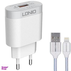 شارژر دیواری الدینیو مدل A303Q به همراه کابل تبدیل لایتنینگ