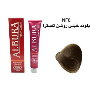 رنگ مو آلبورا مدل carasa شماره NF8-9.00 حجم 100 میلی لیتر رنگ بلوند خیلی روشن