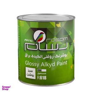 پوشرنگ روغنی نیم براق سبز روشن رسام کد R618 وزن 1100 گرم