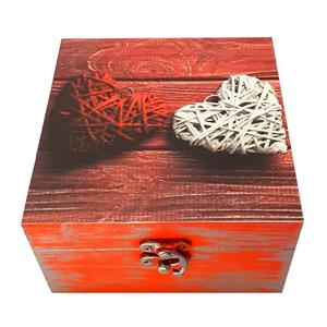 جعبه هدیه چوبی مدل فانتزی طرح دل کد SB11