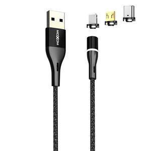 کابل تبدیل USB به لایتنینگ/ microUSB /USB-C موکسوم مدل MX-CB37 طول 1 متر