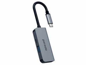 هاب 3 در 1 پورودو Porodo in Aluminum USB-C HUB PD-4K31C-GY 