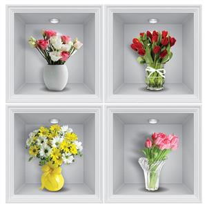استیکر مدل طاقچه گل‌های زیبا کد 201 بسته 4 عددی -