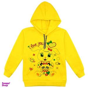 هودی دخترانه مدل خرگوش و پاندا F183 رنگ زرد