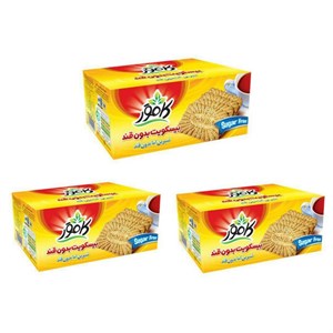 بیسکویت رژیمی با ارد گندم و تزئین کنجد بدون قند کامور - 360 گرم بسته 3 عددی