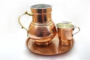 ست پارچ ، لیوان و سینی مسی