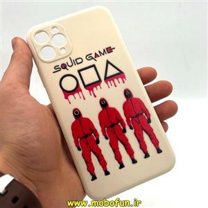 قاب گوشی iPhone 11 Pro Max آیفون سیلیکونی ژله ای طرح اسکویید گیم Squid Game بازی مرکب محافظ لنز دار سفید استخوانی کد 136