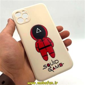 قاب گوشی iPhone 11 Pro Max آیفون سیلیکونی ژله ای طرح اسکویید گیم Squid Game بازی مرکب محافظ لنز دار سفید استخوانی کد 135
