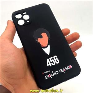 قاب گوشی iPhone 11 Pro Max آیفون سیلیکونی ژله ای طرح اسکویید گیم Squid Game بازی مرکب محافظ لنز دار مشکی کد 132